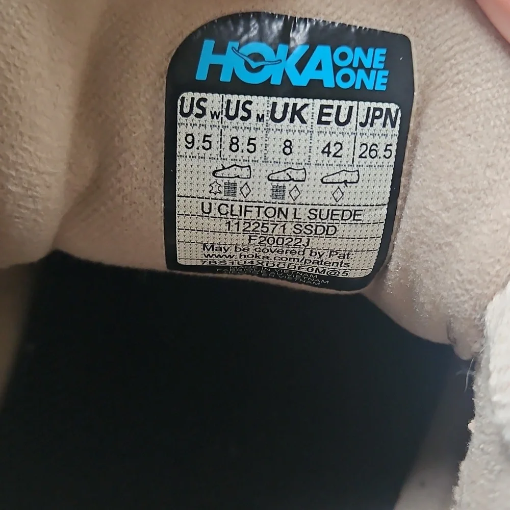Hoka Genuine Suede Tan Clifton Sneakers